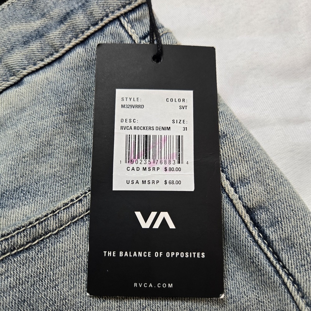 RVCA Rockers  Skinny Fit Jeans Men's‎  Size 31 X 32 New With Tags Denim Pants - Picture 5 of 11